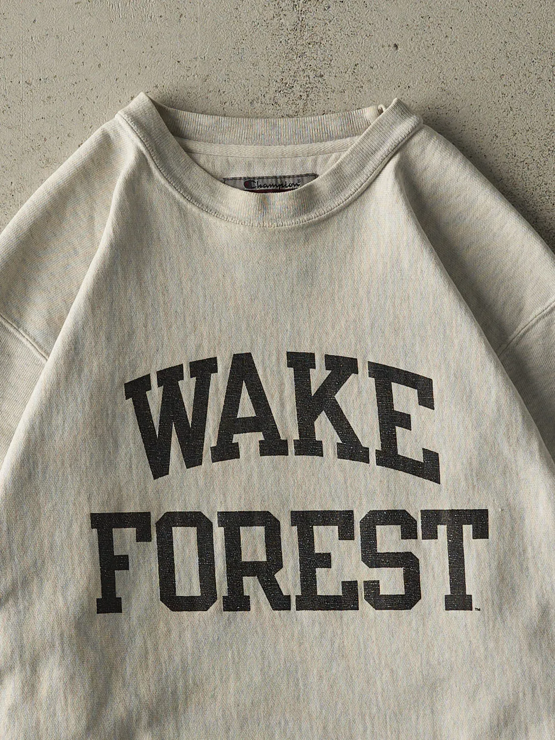 Vintage 90s Heather Grey "Wake Forest" Reverse Weave Crewneck (L/XL) sold by Rebalance Vintage product image thumbnail 3