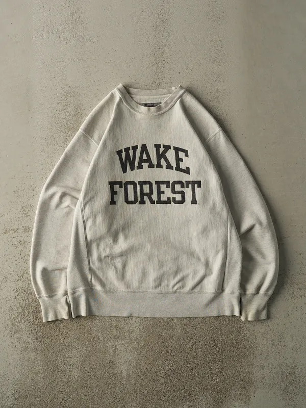 Vintage 90s Heather Grey "Wake Forest" Reverse Weave Crewneck (L/XL) sold by Rebalance Vintage