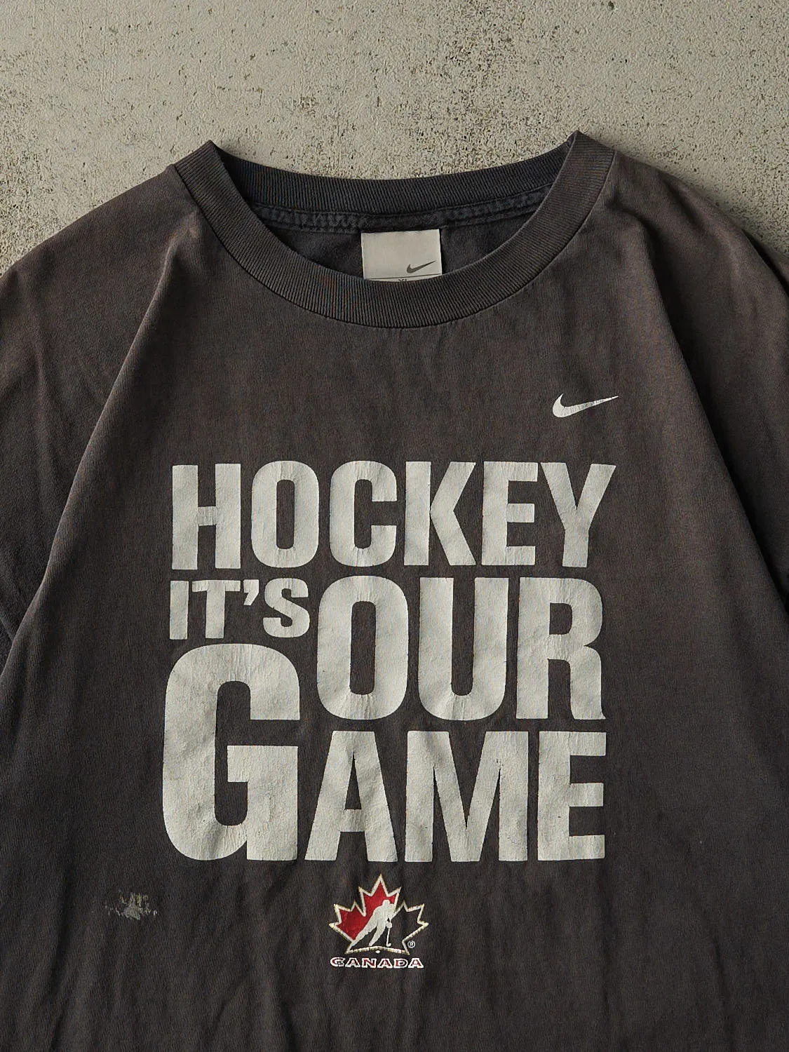 Vintage Y2K Faded Black "Hockey It's Our Game" Team Canada Nike Tee (L/XL) sold by Rebalance Vintage product image thumbnail 3