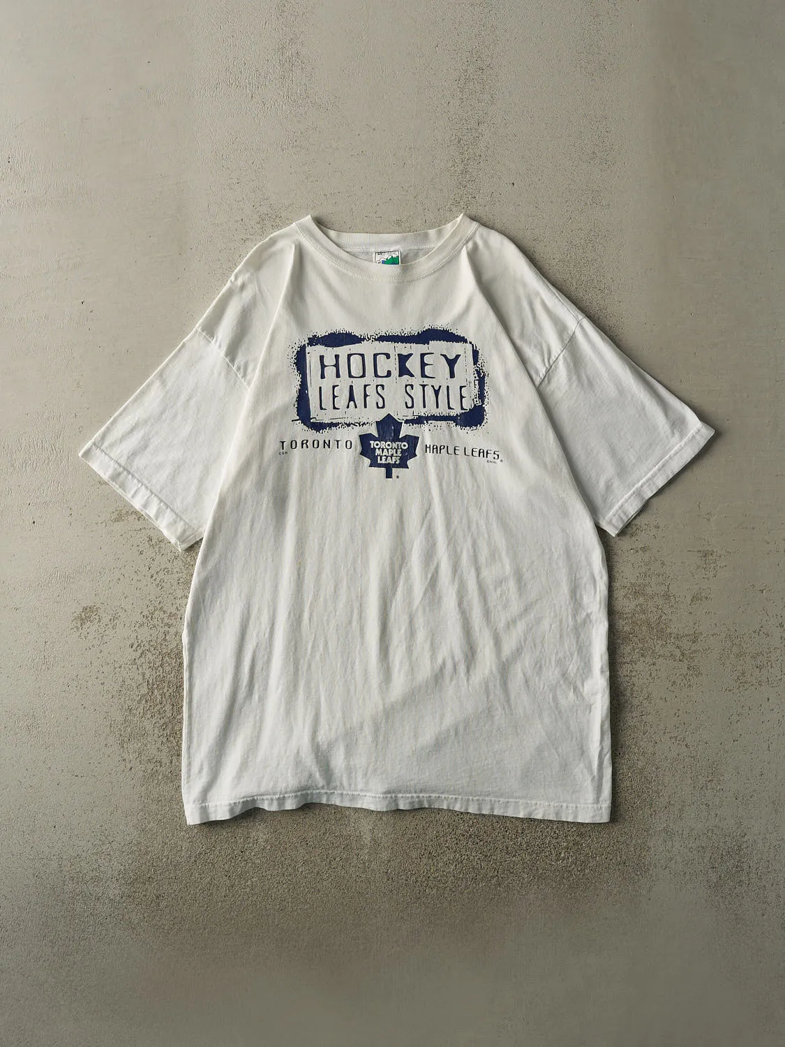 Vintage Y2K White Toronto Maple Leafs "Hockey Leafs Style" Tee (XL/XXL) sold by Rebalance Vintage