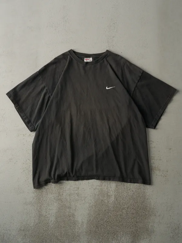 Vintage 90s Faded Black Embroidered Nike Swoosh Tee (L) sold by Rebalance Vintage