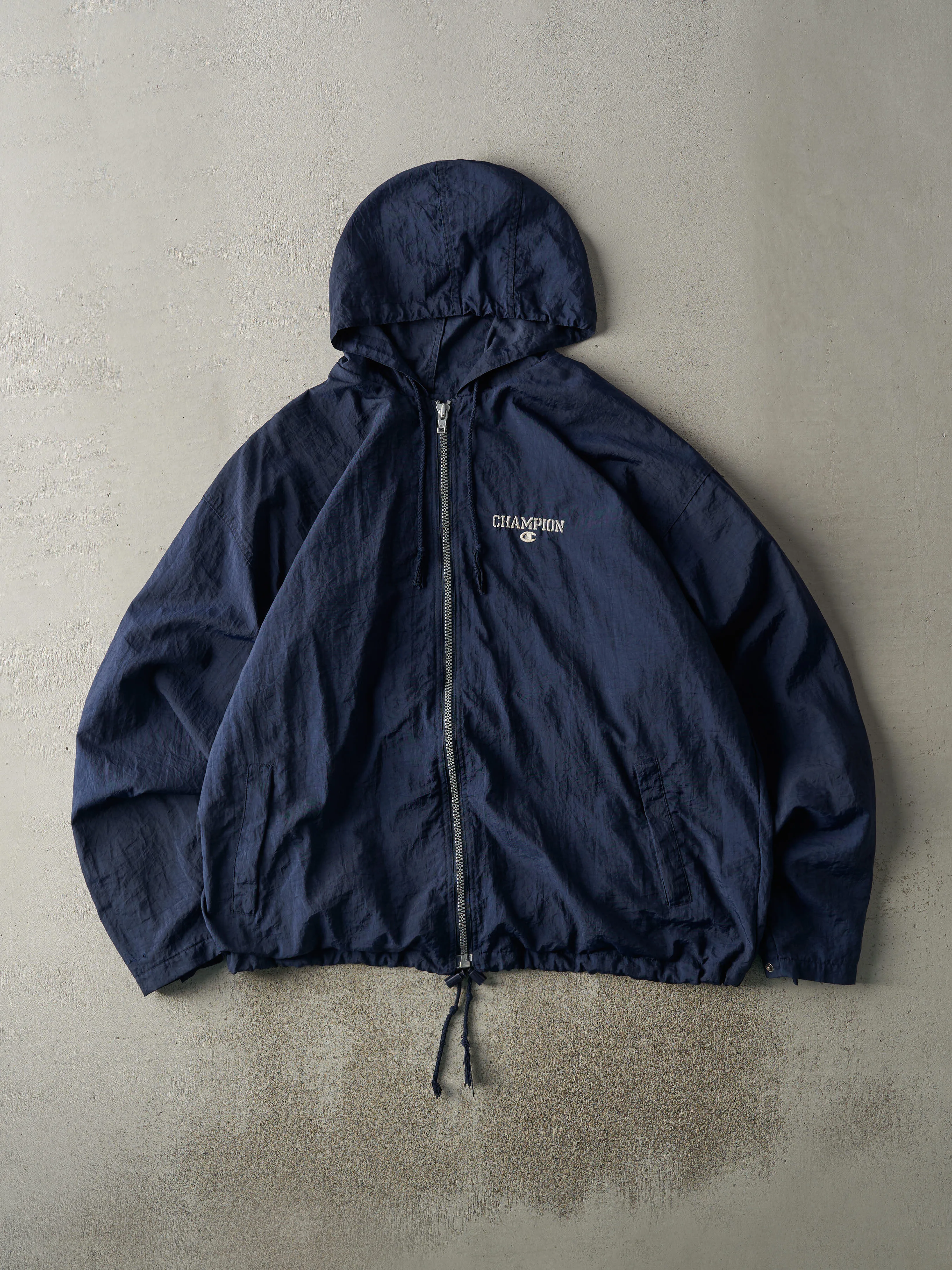 Vintage 90s Navy Blue Champion Lined Windbreaker Jacket (XL) sold by Rebalance Vintage