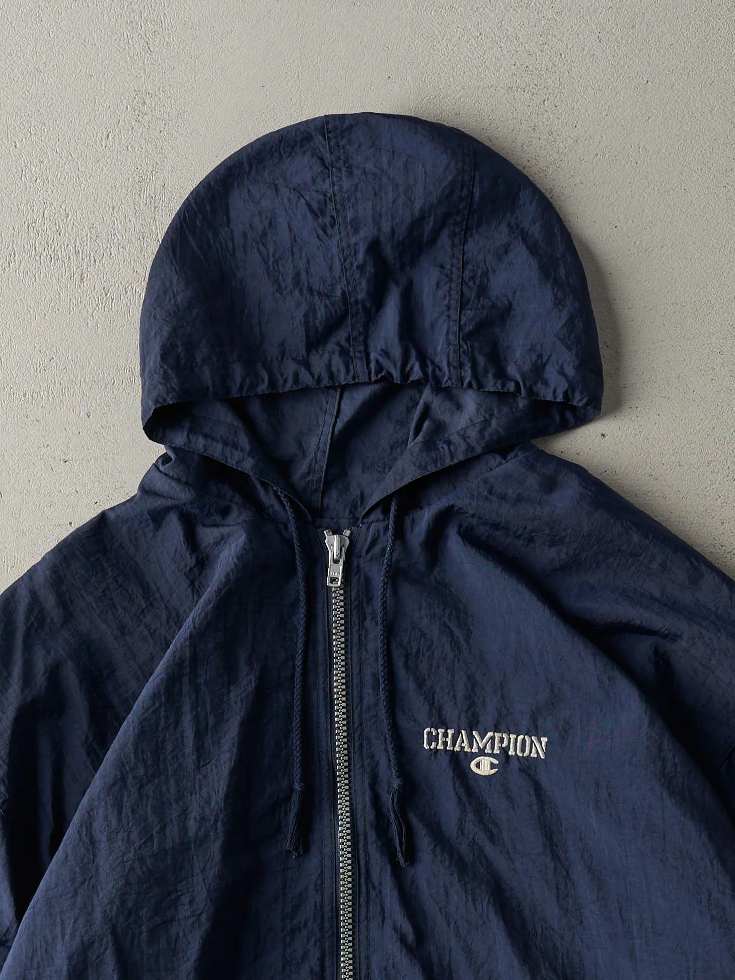 Vintage 90s Navy Blue Champion Lined Windbreaker Jacket (XL) sold by Rebalance Vintage product image thumbnail 2