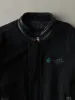 Vintage 90s Black Embroidered Wool and Leather Varsity Jacket (XL) sold by Rebalance Vintage