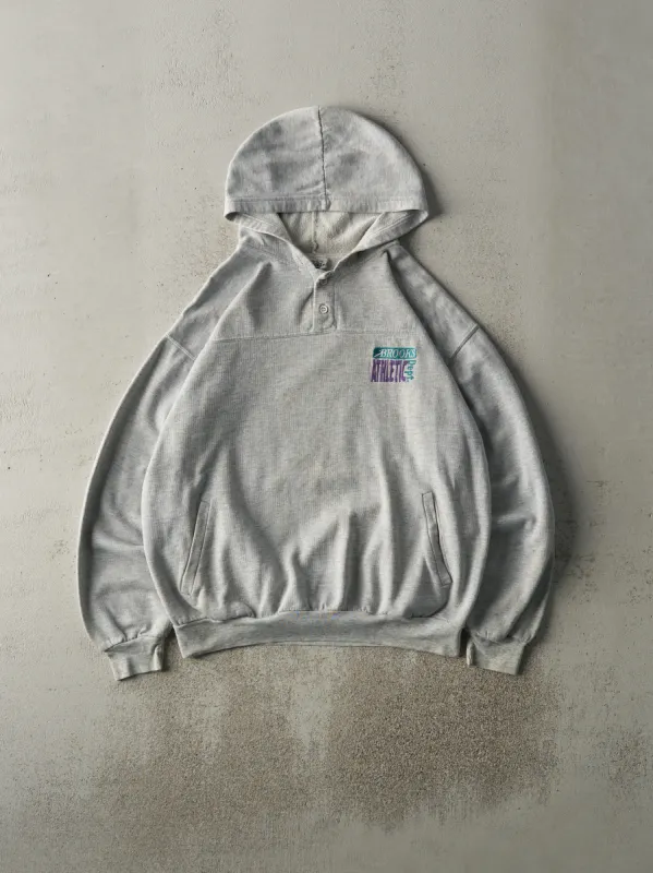 Vintage 90s Heather Grey Brooks Athletics Quarter Button Hoodie (L) made by Rebalance Vintage
