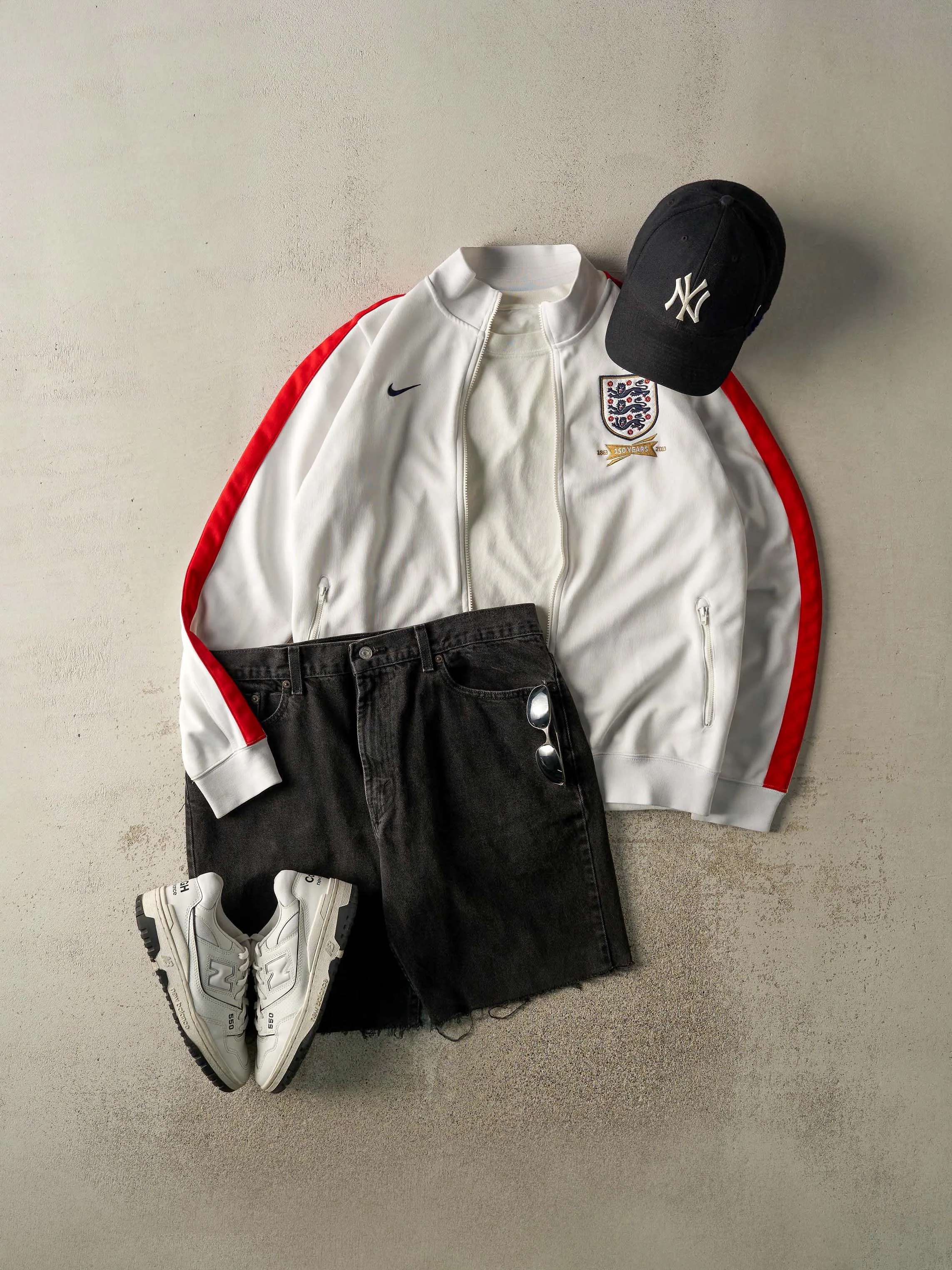Vintage 13' White & Red England Nike Track Jacket (L) sold by Rebalance Vintage product image thumbnail 2