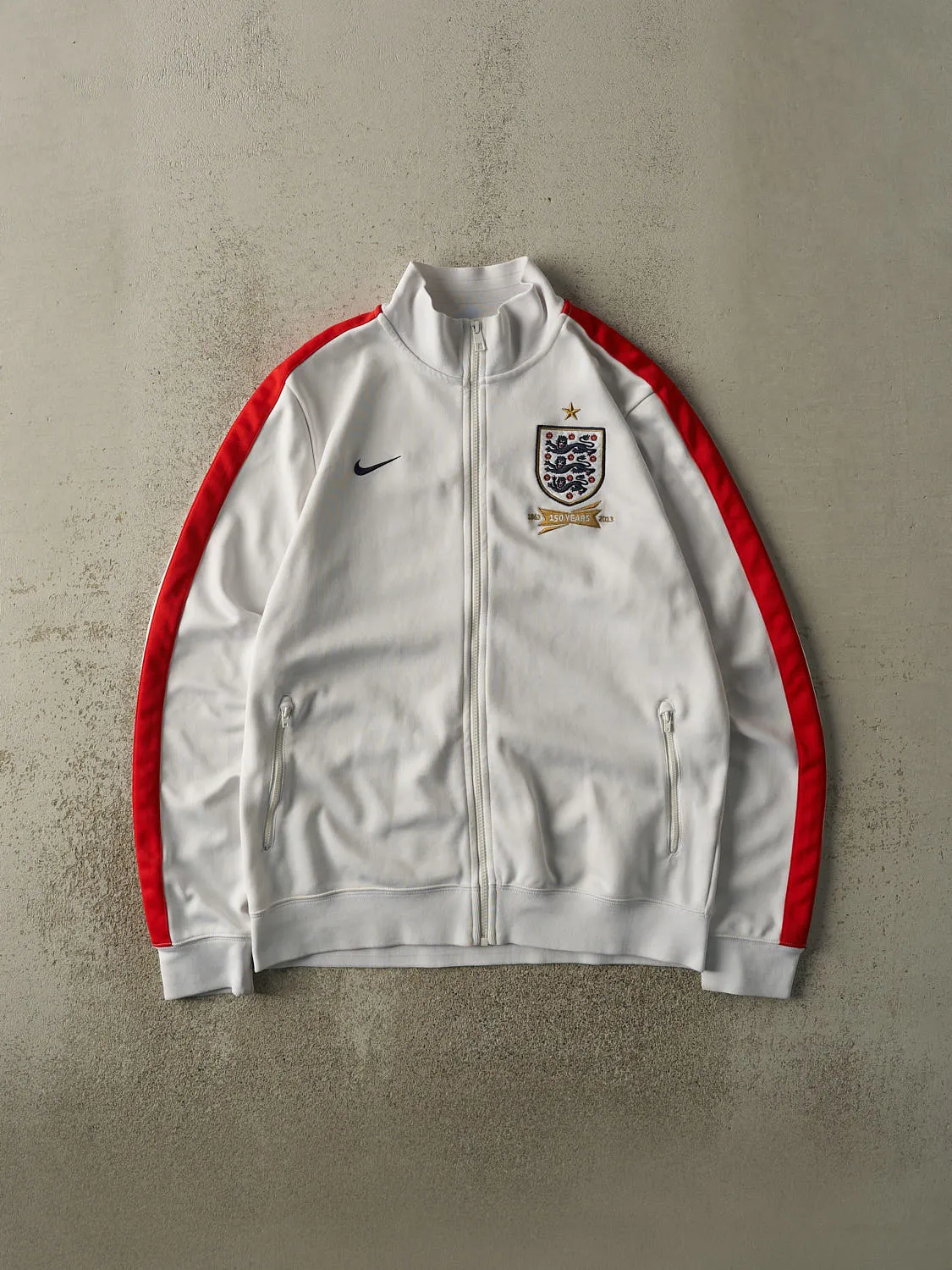 Vintage 13' White & Red England Nike Track Jacket (L) sold by Rebalance Vintage