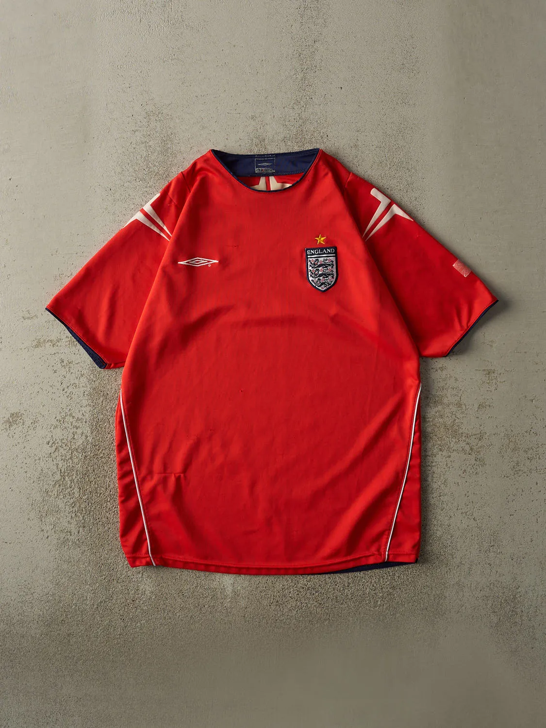 Vintage Y2K Red England Umbro Soccer Jersey (L/XL) sold by Rebalance Vintage