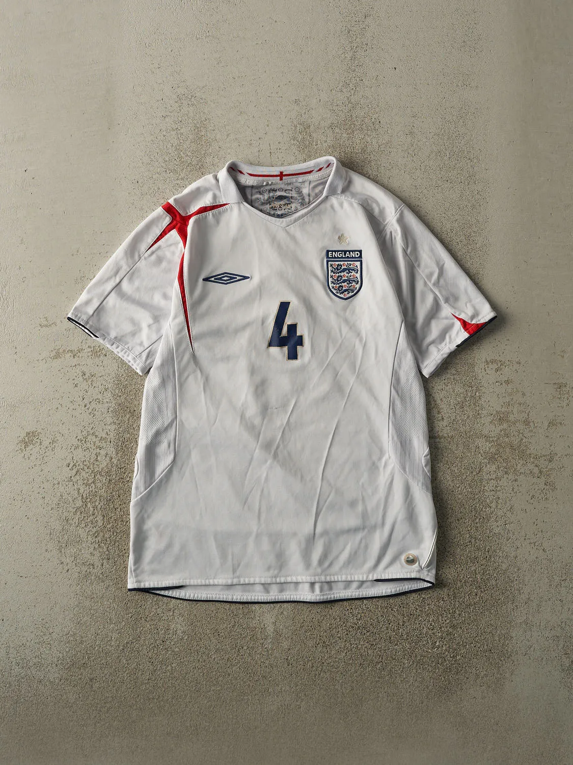 Vintage Y2K White England #4 Steven Gerrard Soccer Jersey (M/L) sold by Rebalance Vintage