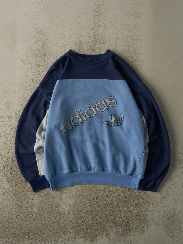 Vintage 80s Blue & Grey Adidas Boxy Crewneck (L) sold by Rebalance Vintage