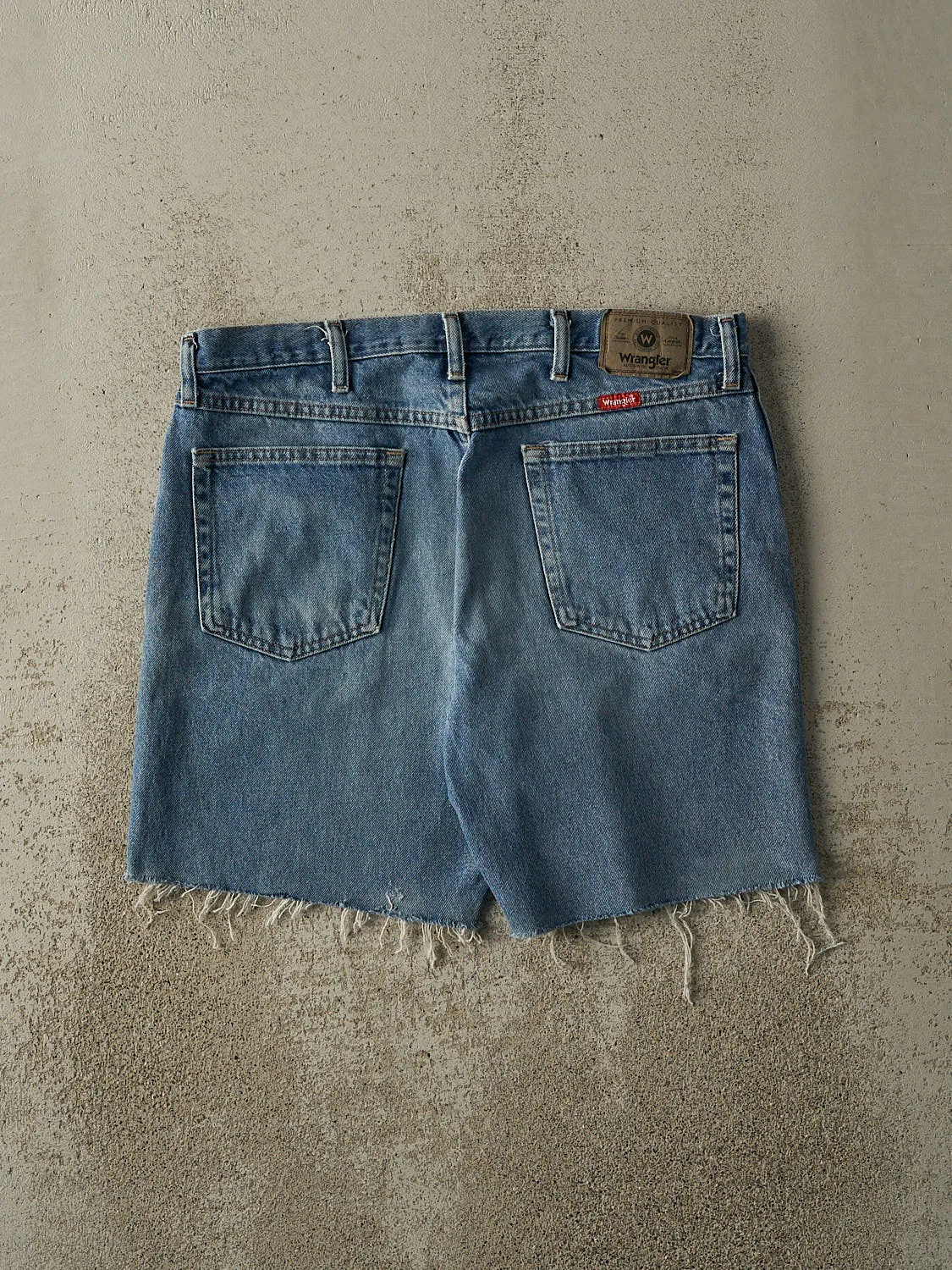 Vintage Y2K Mid Wash Wrangler Cut Off Jean Shorts (36x7.5) sold by Rebalance Vintage product image thumbnail 3