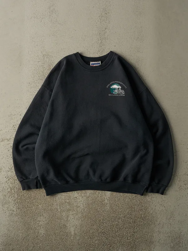 Vintage 90s Faded Black Philadelphia Eagles Grounds Crew Crewneck (L) sold by Rebalance Vintage