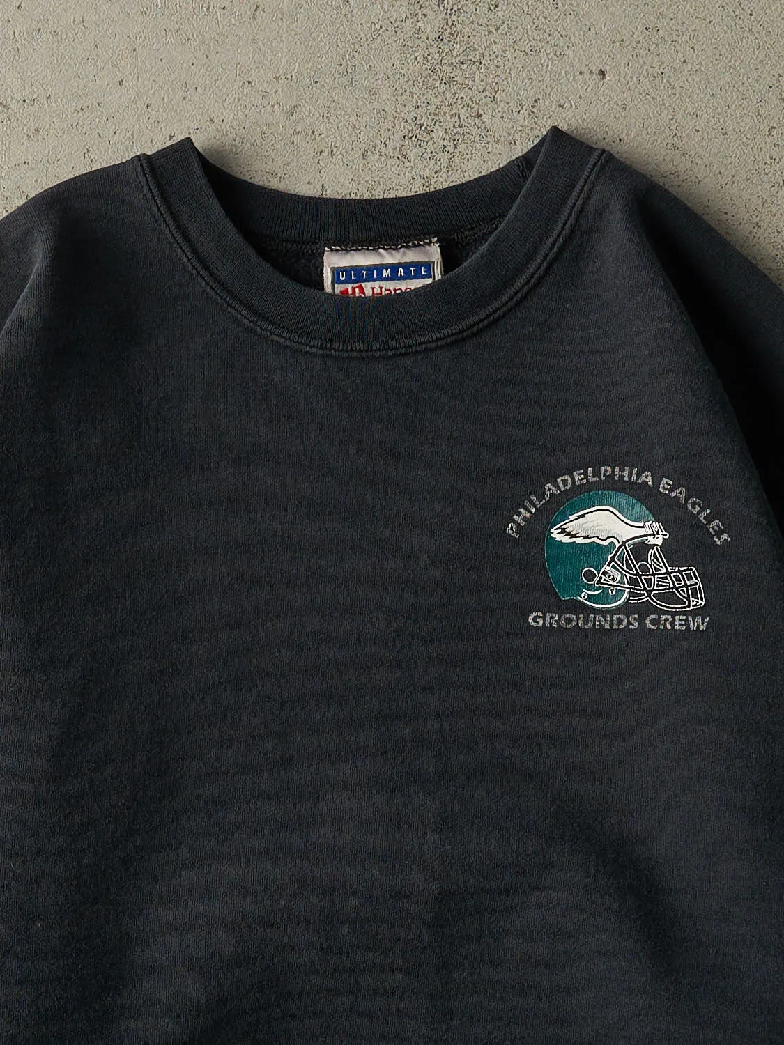 Vintage 90s Faded Black Philadelphia Eagles Grounds Crew Crewneck (L) sold by Rebalance Vintage product image thumbnail 2