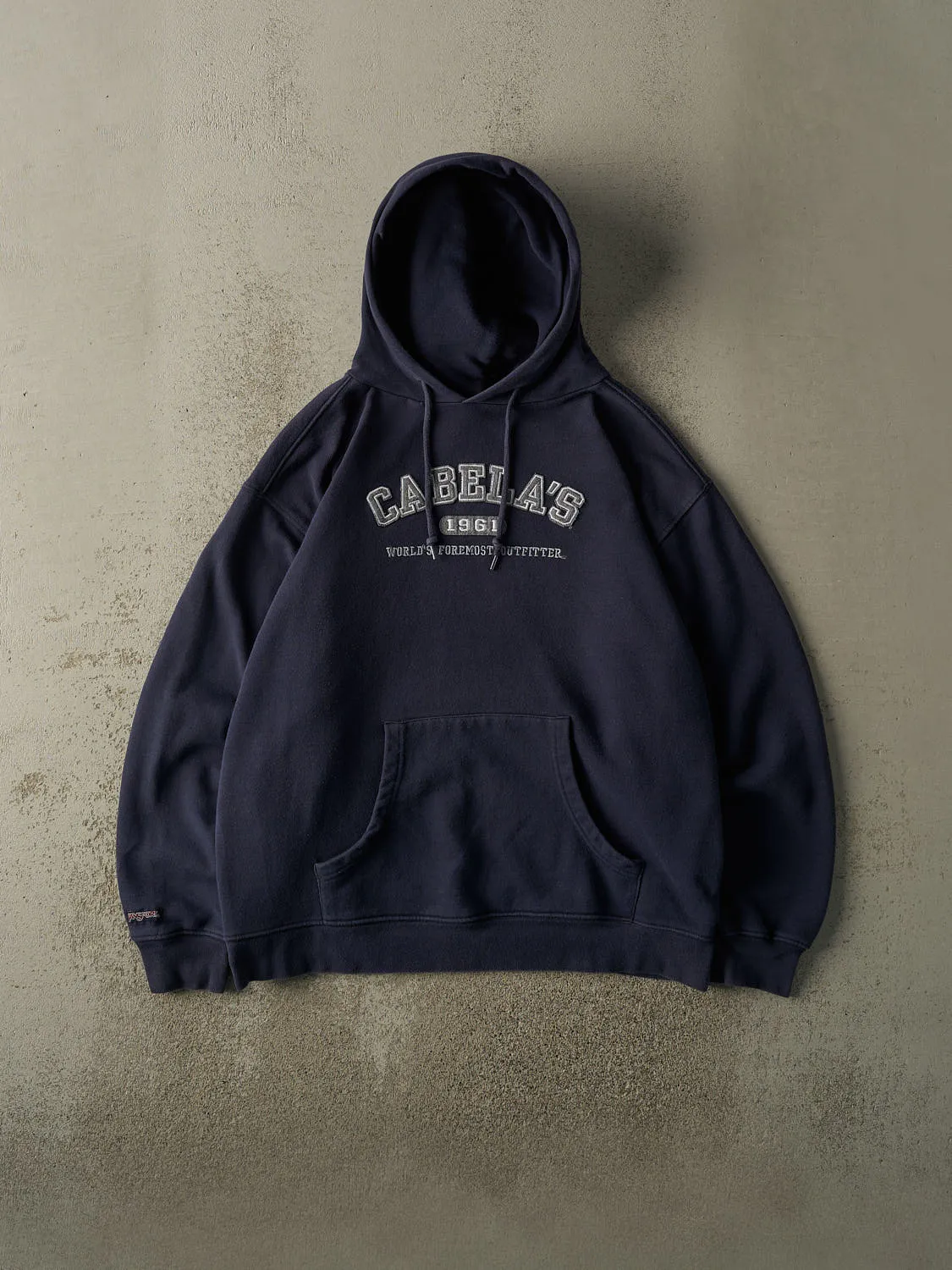 Vintage 90s Navy Blue Cabela's Embroidered Hoodie (L/XL) sold by Rebalance Vintage