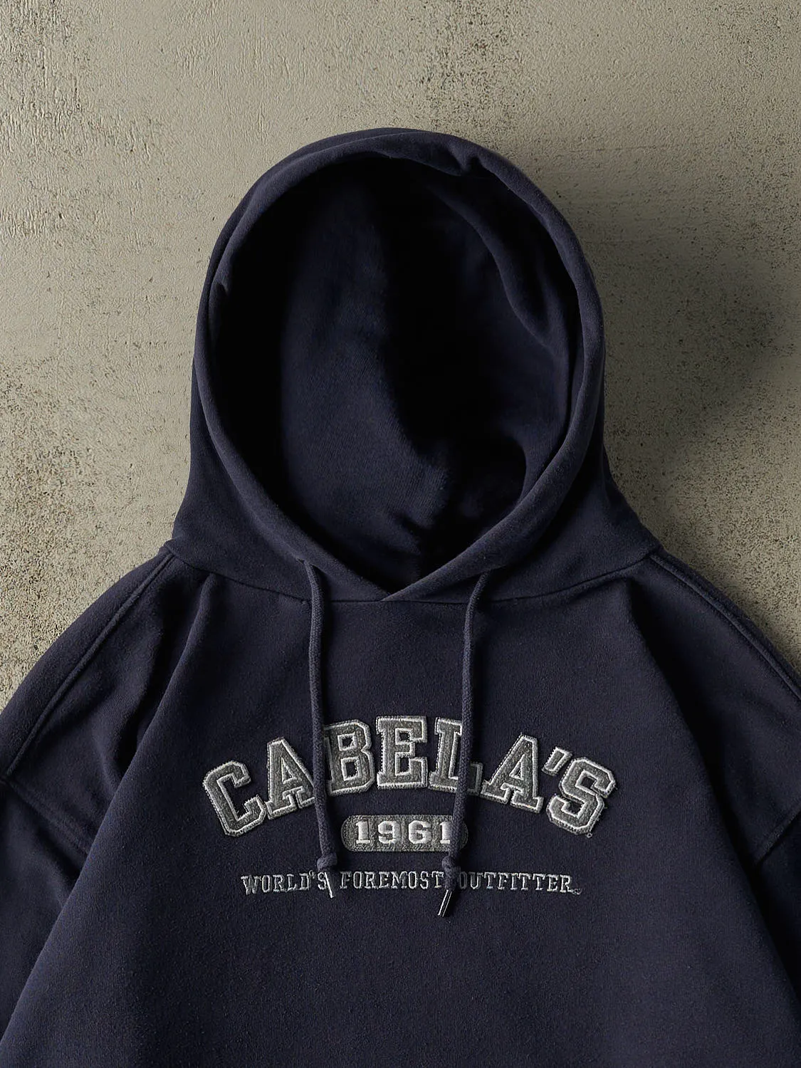 Vintage 90s Navy Blue Cabela's Embroidered Hoodie (L/XL) sold by Rebalance Vintage product image thumbnail 3