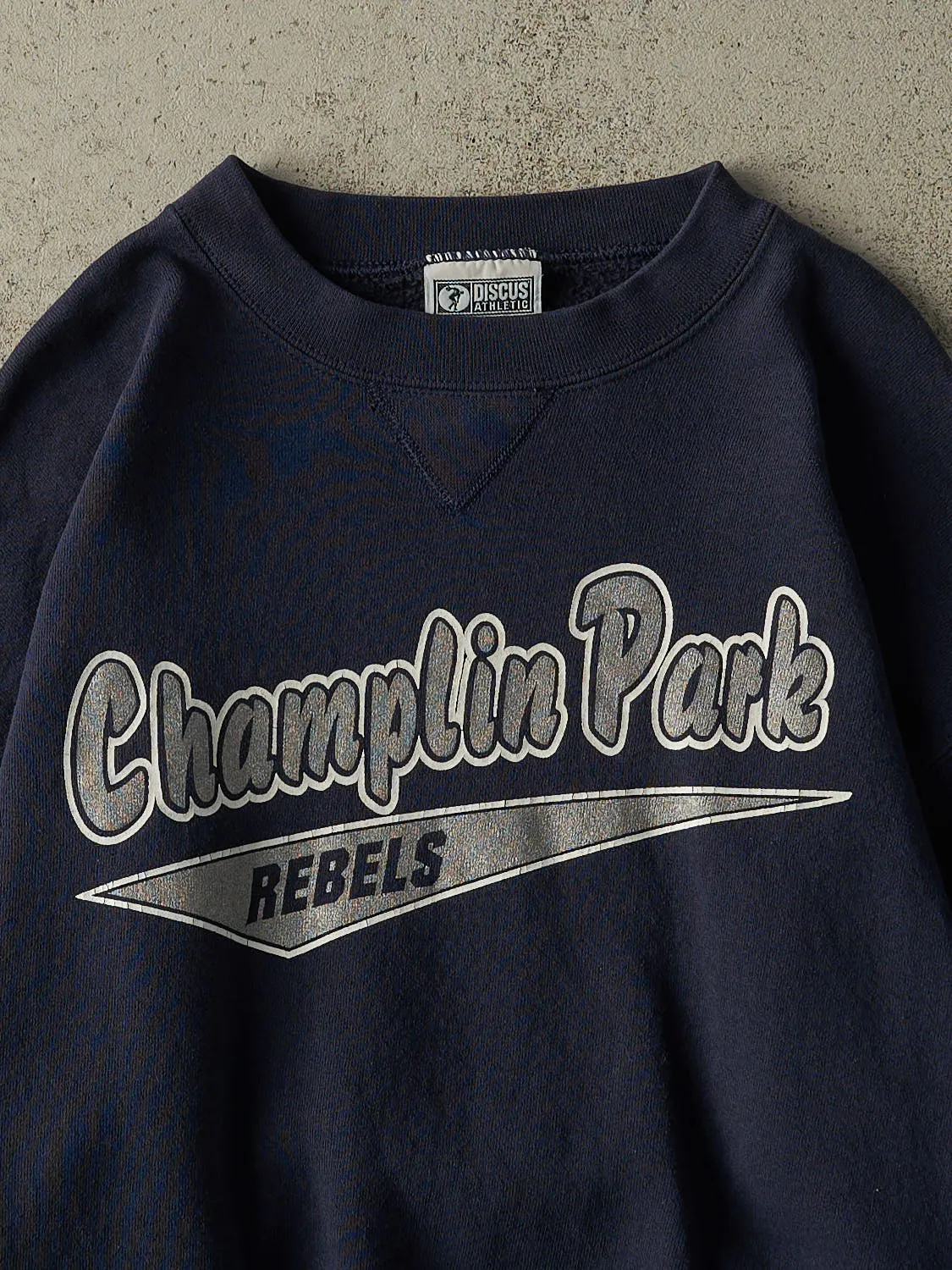 Vintage 90s Navy Blue Champlin Park Rebels Crewneck (L/XL) sold by Rebalance Vintage product image thumbnail 2