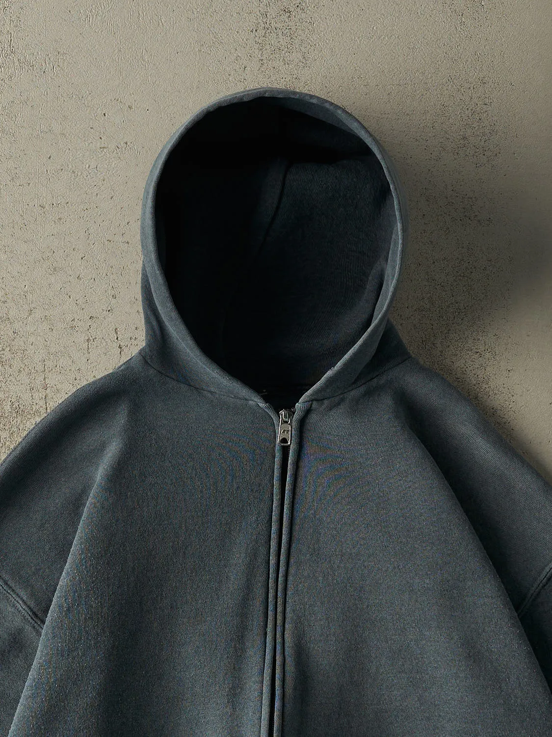 Vintage Y2K Steel Blue Russell Athletic Zip Up Boxy Hoodie (M) sold by Rebalance Vintage product image thumbnail 2