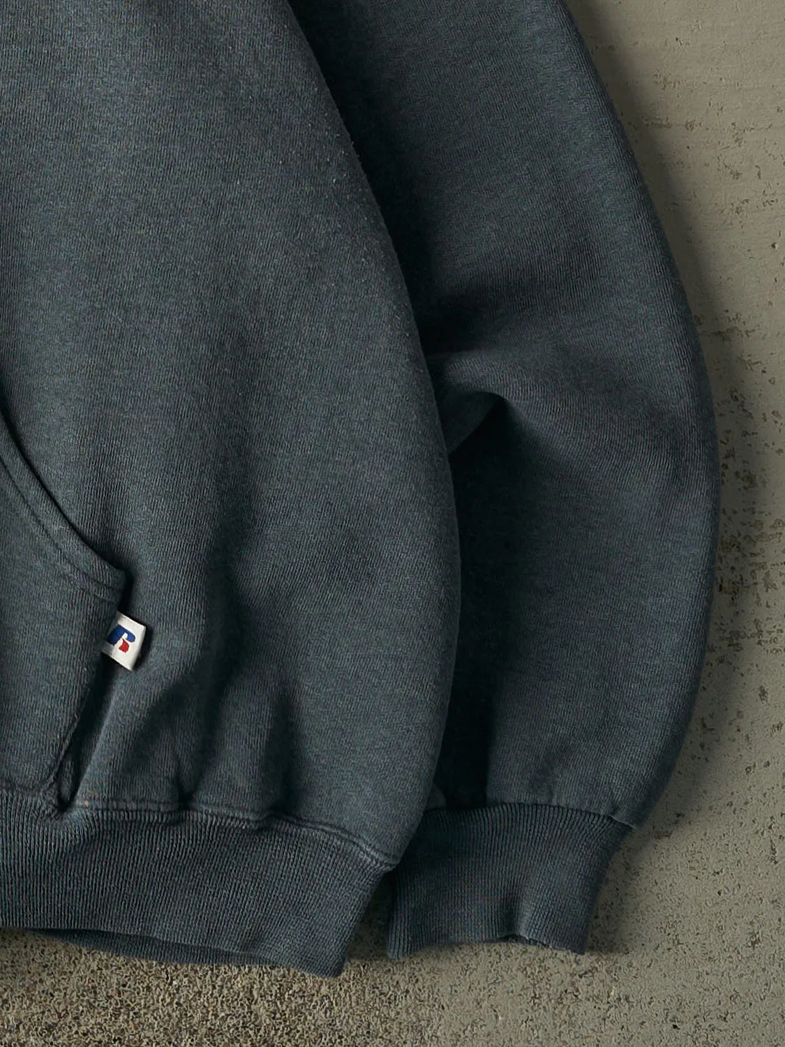 Vintage Y2K Steel Blue Russell Athletic Zip Up Boxy Hoodie (M) sold by Rebalance Vintage product image thumbnail 3