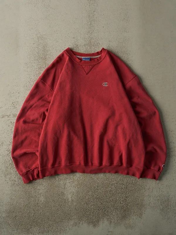 Vintage Y2K Faded Red Champion Embroidered Crewneck (XL) sold by Rebalance Vintage