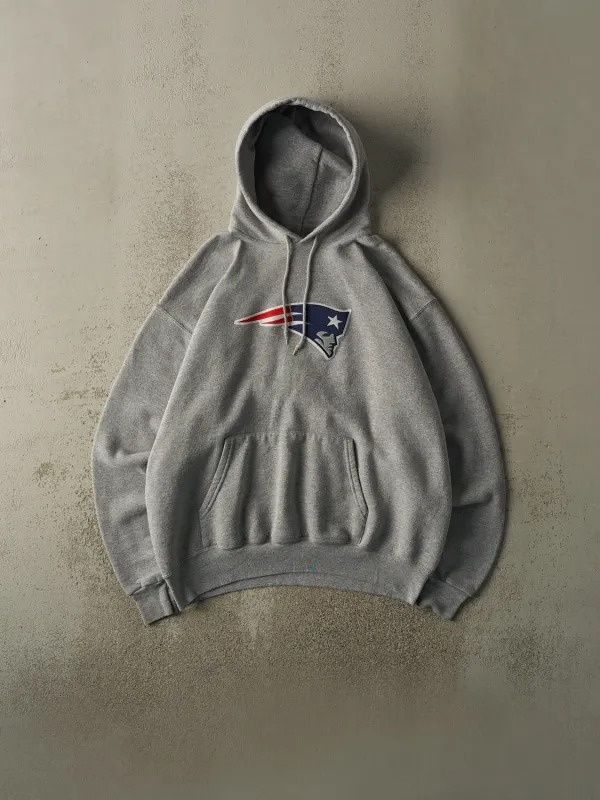 Vintage 90s Grey New England Patriots Embroidered Hoodie (L/XL) sold by Rebalance Vintage