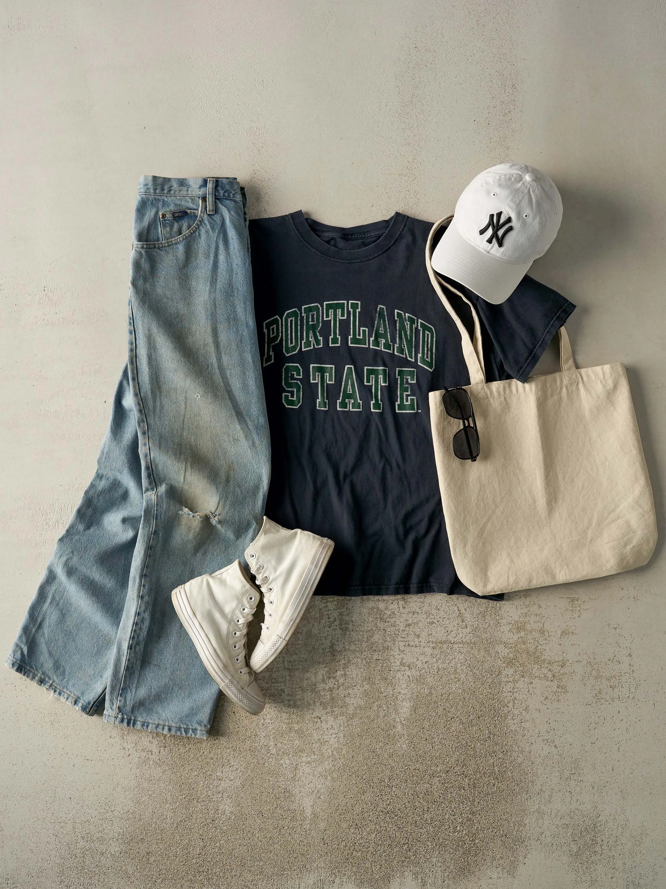 Vintage Y2K Navy Blue Portland State University Tee (L/XL) sold by Rebalance Vintage product image thumbnail 2