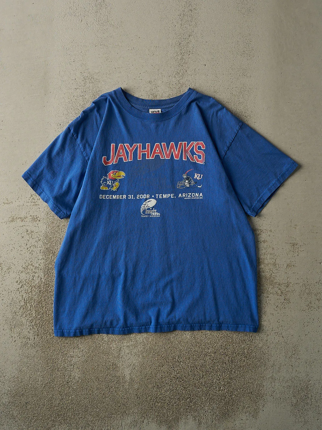 Vintage 08' Blue Kansas University Jayhawks Tee (L/XL) sold by Rebalance Vintage
