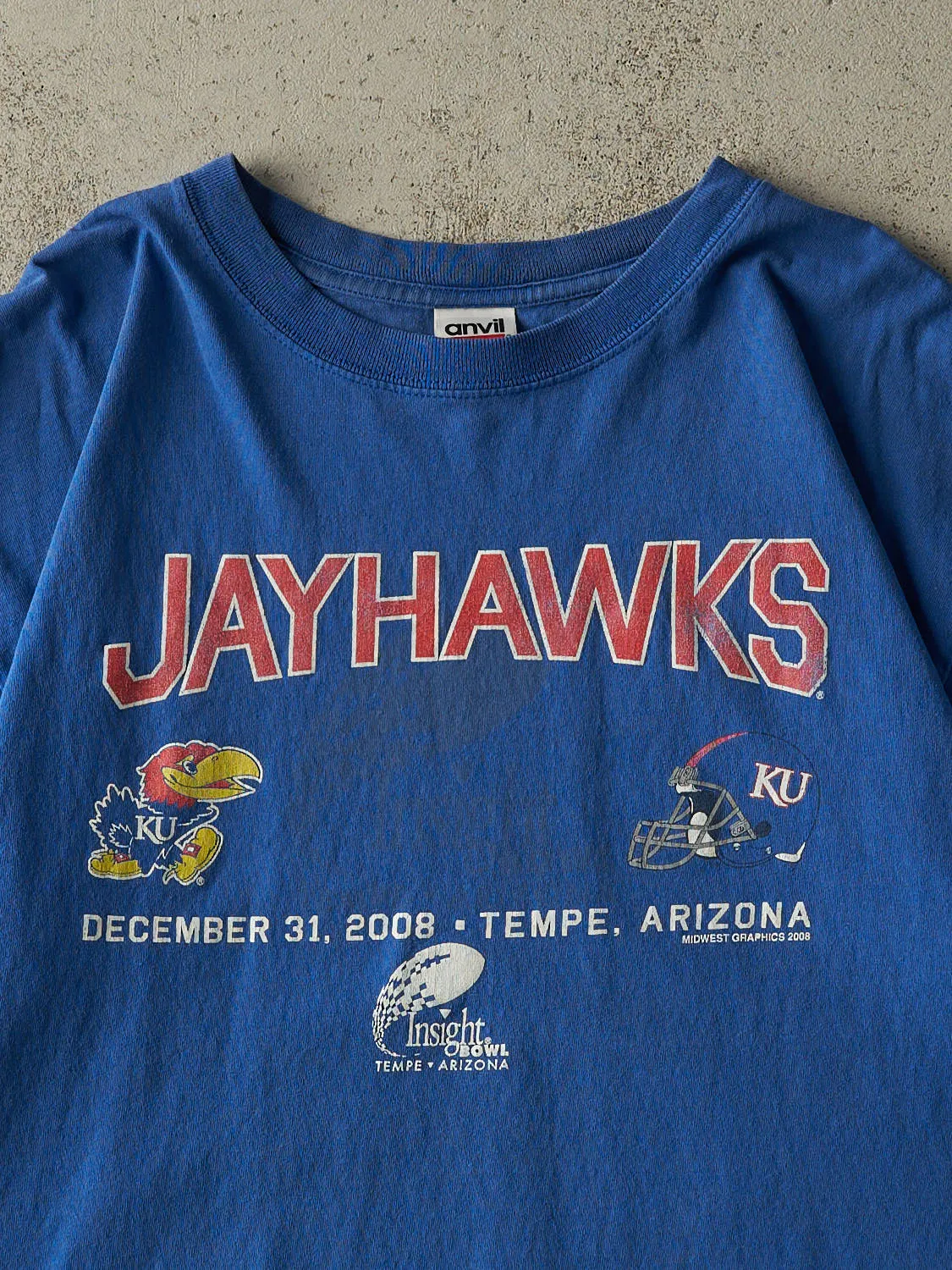 Vintage 08' Blue Kansas University Jayhawks Tee (L/XL) sold by Rebalance Vintage product image thumbnail 2