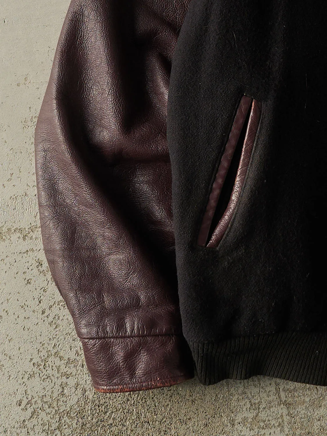 Vintage 90s Black & Burgundy Embroidered Varsity Jacket (L/XL) sold by Rebalance Vintage product image thumbnail 3