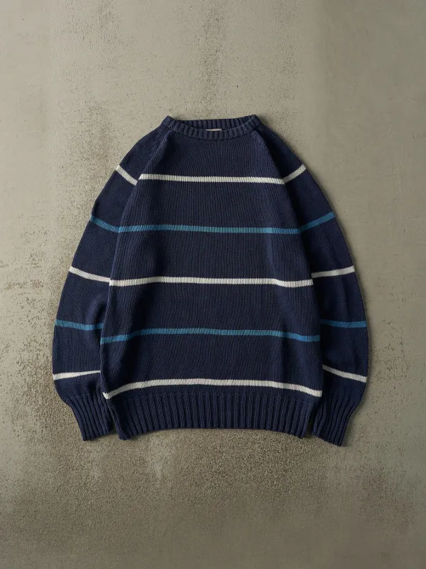 Vintage Y2K Navy Blue Striped Knit (L/XL) sold by Rebalance Vintage