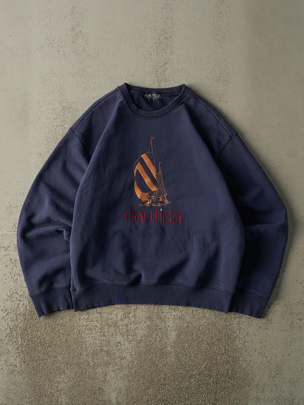 Vintage Y2K Navy Blue Nautica Embroidered Crewneck (M) sold by Rebalance Vintage