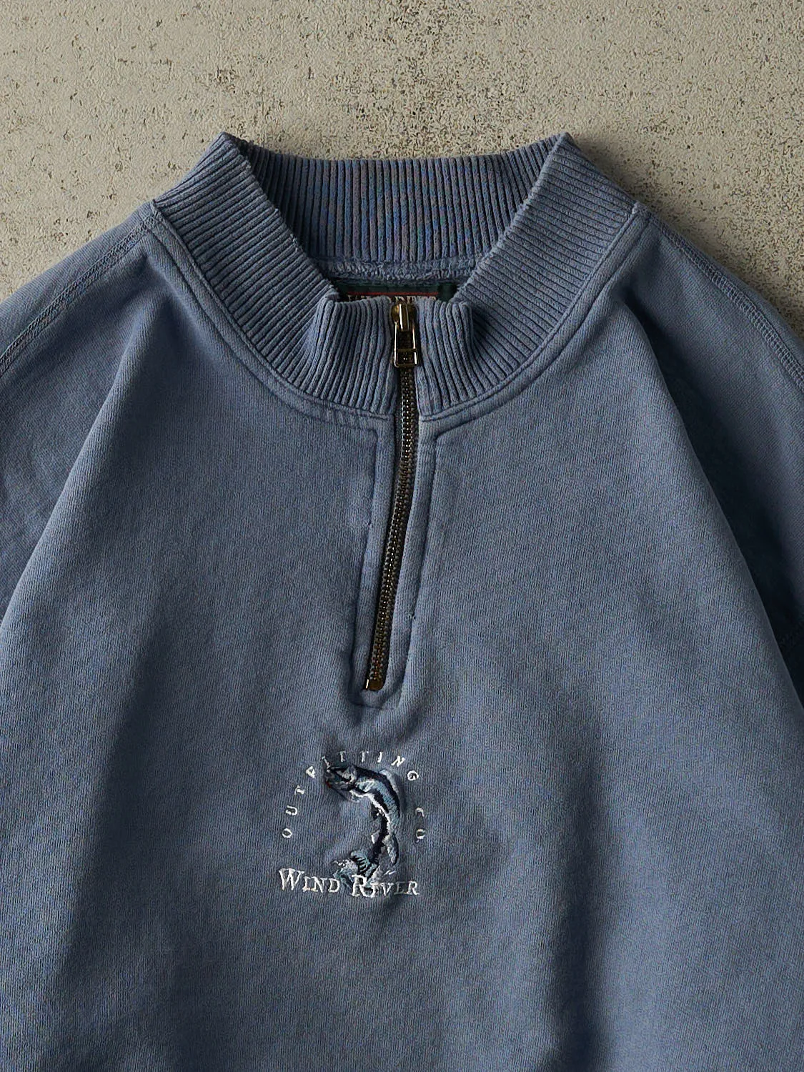 Vintage 90s Slate Blue Wind River Embroidered Quarter Zip Sweater (M/L) sold by Rebalance Vintage product image thumbnail 2
