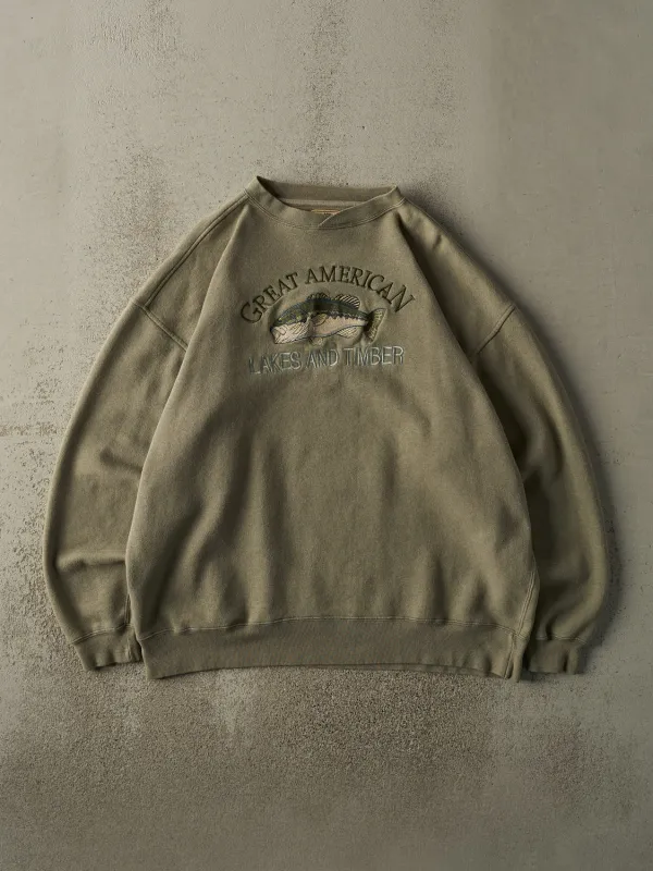 Vintage 90s Green Embroidered Great American Lakes Crewneck (XL/XXL) sold by Rebalance Vintage