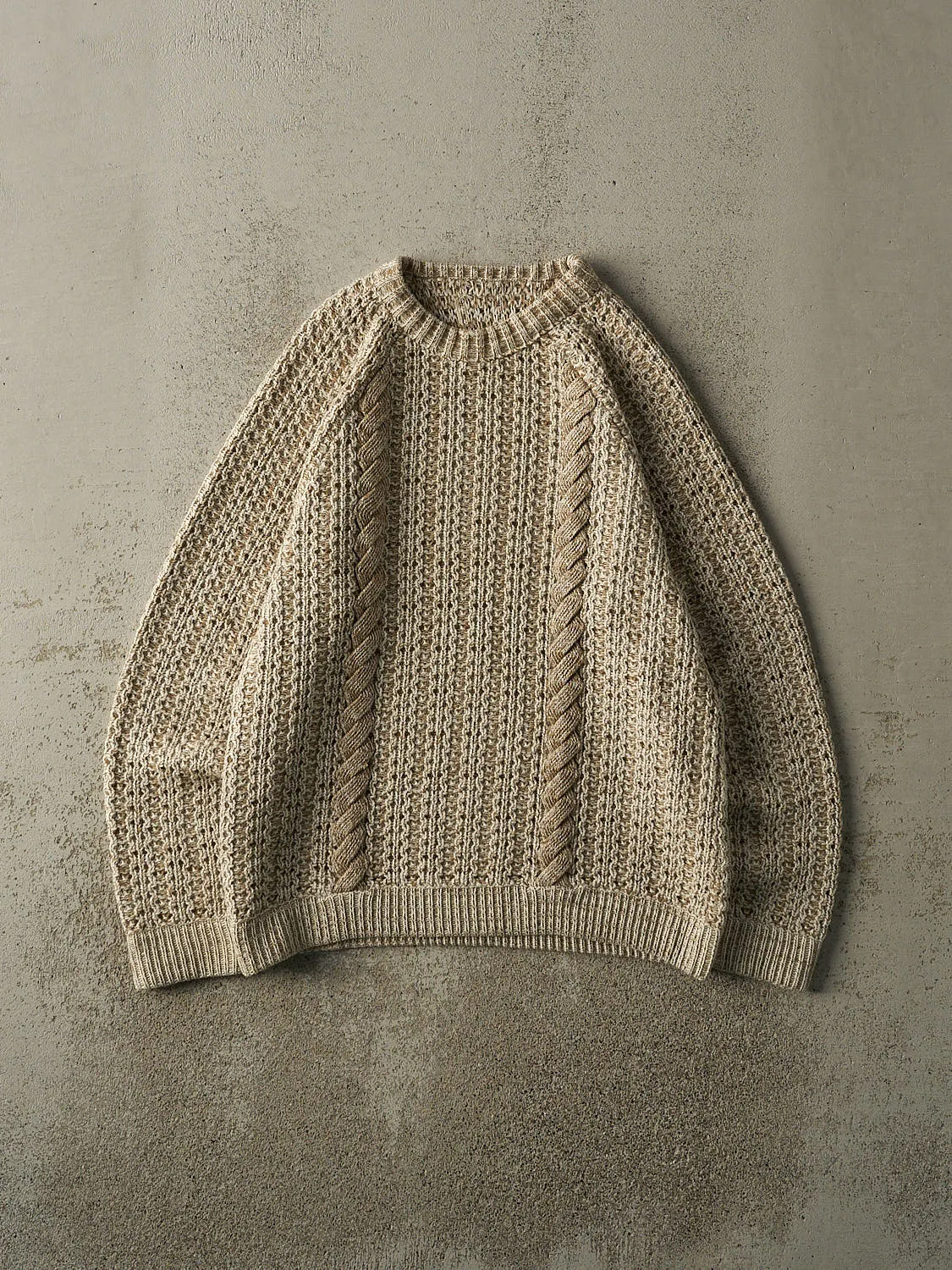 Vintage 90s Beige Chunky Knit Pullover (M) sold by Rebalance Vintage
