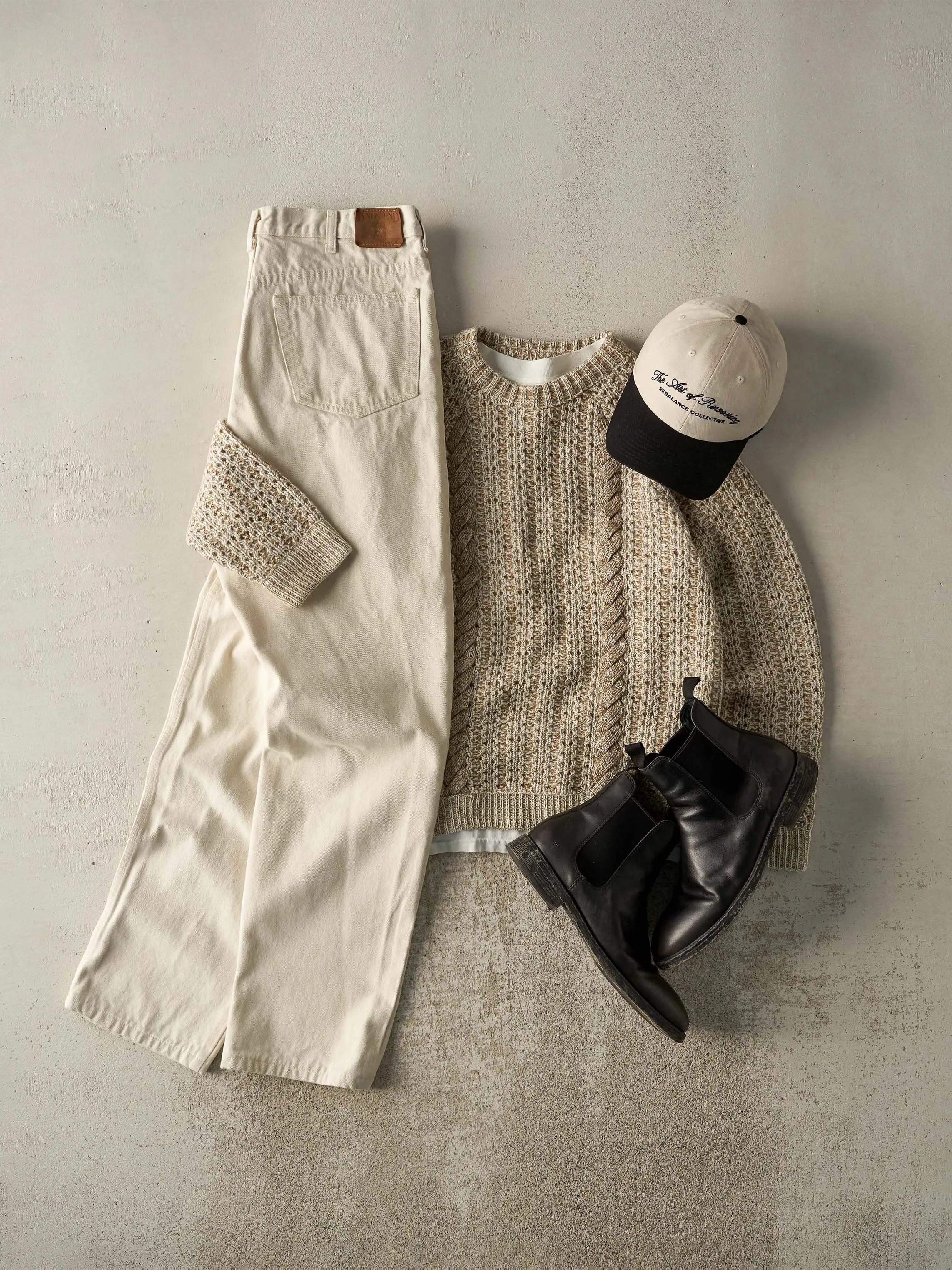 Vintage 90s Beige Chunky Knit Pullover (M) sold by Rebalance Vintage product image thumbnail 2