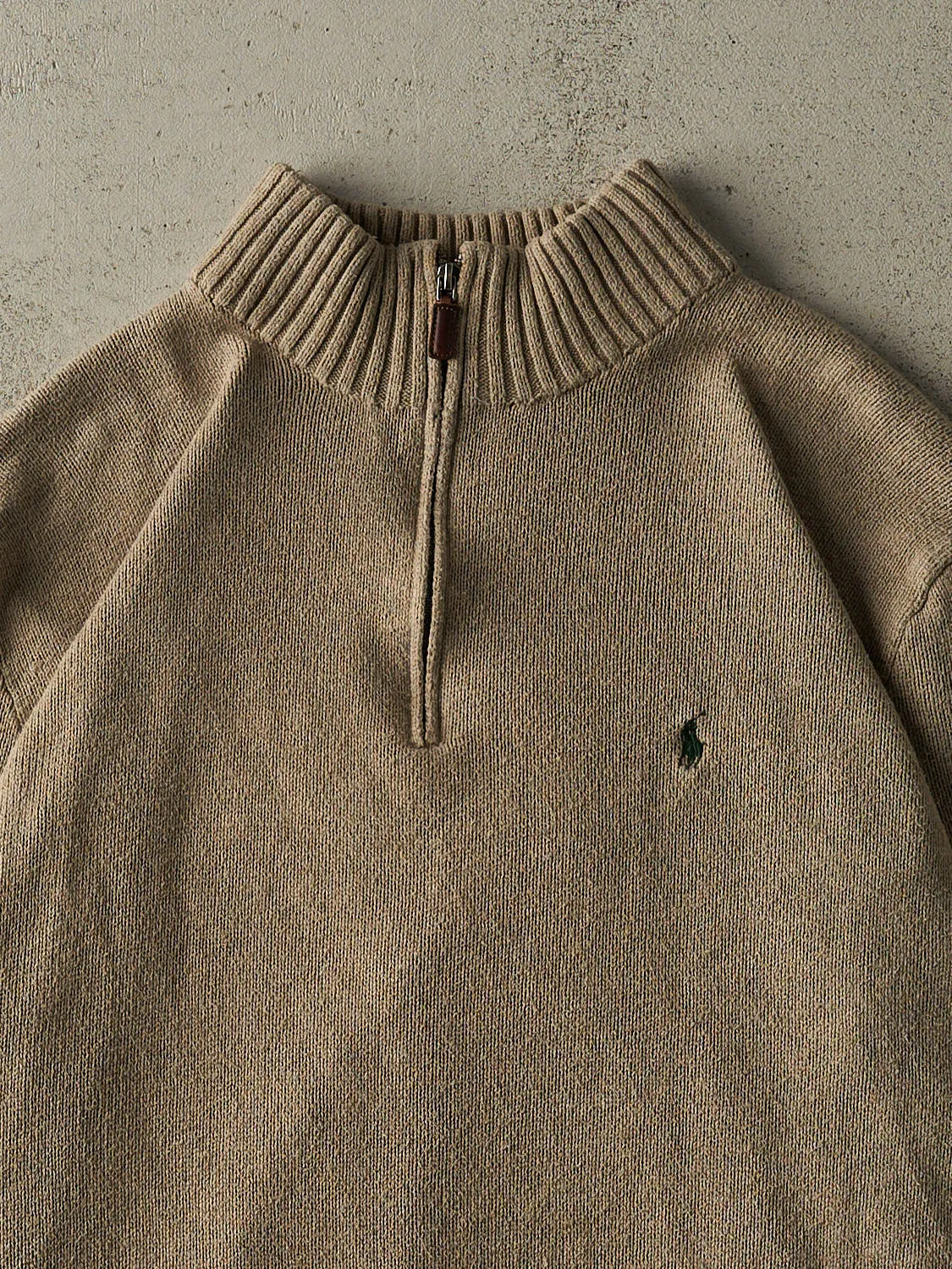 Vintage 90s Beige Polo Ralph Lauren Quarter Zip Knit (XL/XXL) sold by Rebalance Vintage product image thumbnail 3