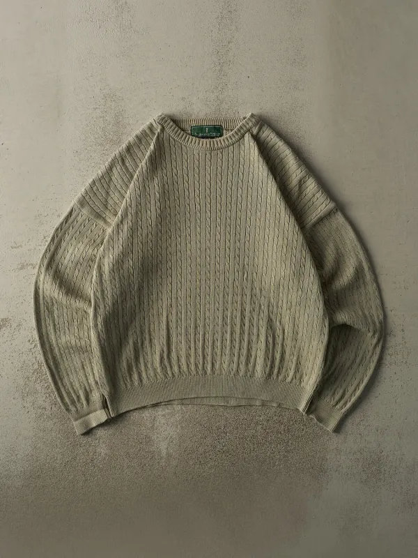 Vintage Y2K Beige Cable Knit Pullover (XL) sold by Rebalance Vintage