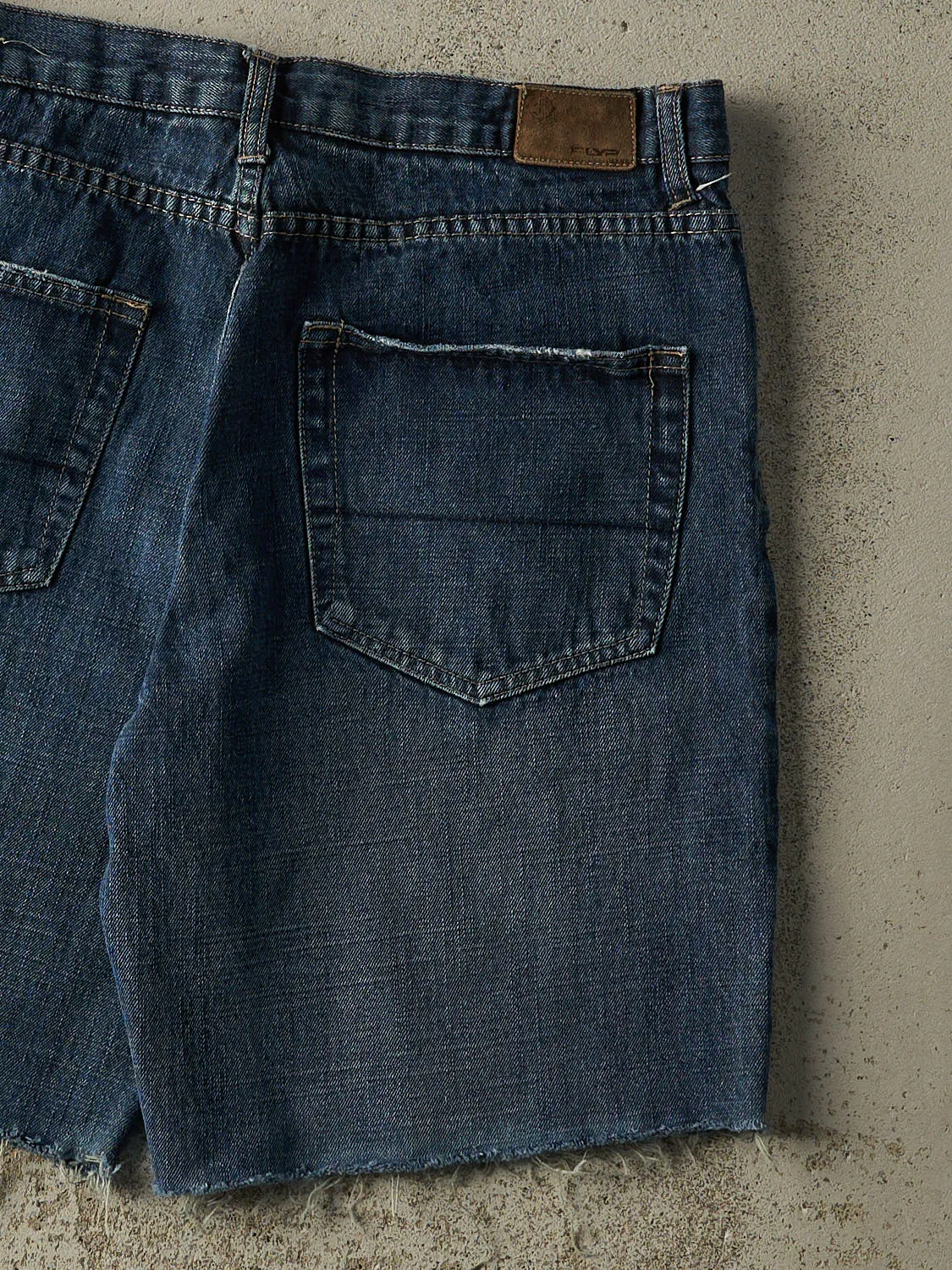 Vintage 90s Dark Wash Cut Off Jean Shorts (32x9) sold by Rebalance Vintage product image thumbnail 5