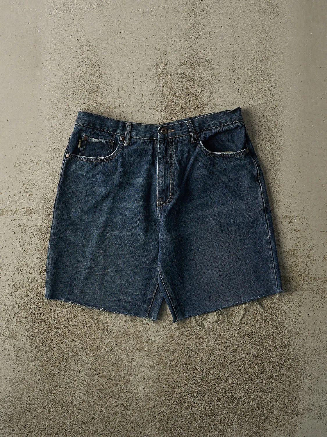 Vintage 90s Dark Wash Cut Off Jean Shorts (32x9) sold by Rebalance Vintage
