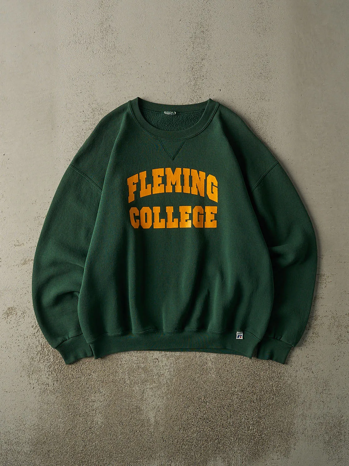Vintage Y2K Green Fleming College Russell Athletic Crewneck (L/XL) sold by Rebalance Vintage