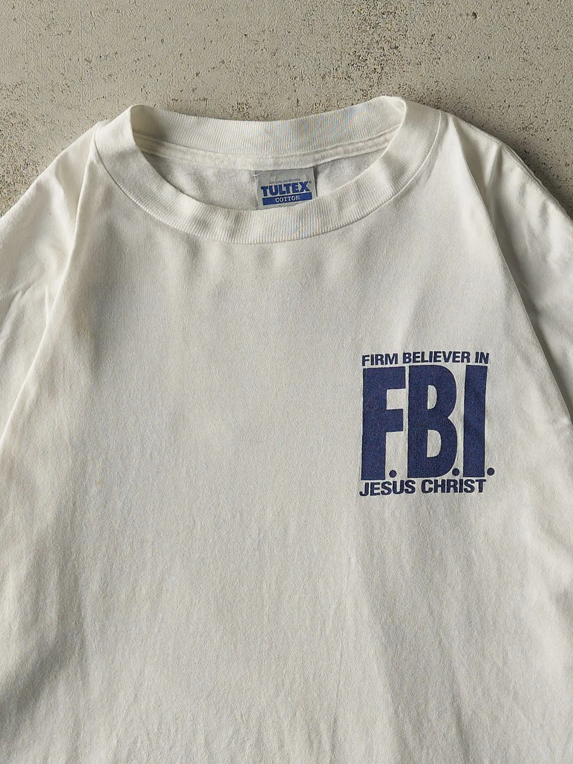 Vintage 95' White FBI Religious Parody Tee (XXL) sold by Rebalance Vintage product image thumbnail 3