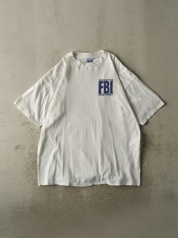 Vintage 95' White FBI Religious Parody Tee (XXL) sold by Rebalance Vintage