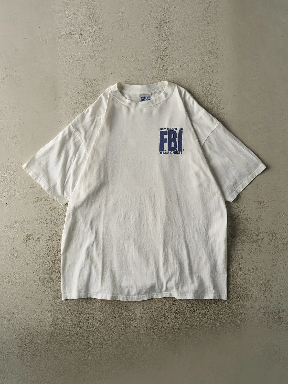 Vintage 95' White FBI Religious Parody Tee (XXL) sold by Rebalance Vintage