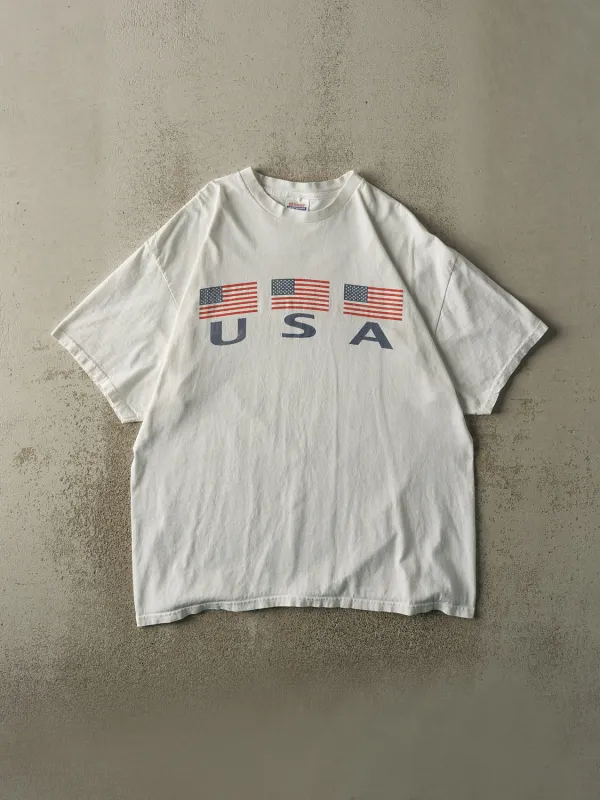 Vintage Y2K White USA Tee (XL) sold by Rebalance Vintage
