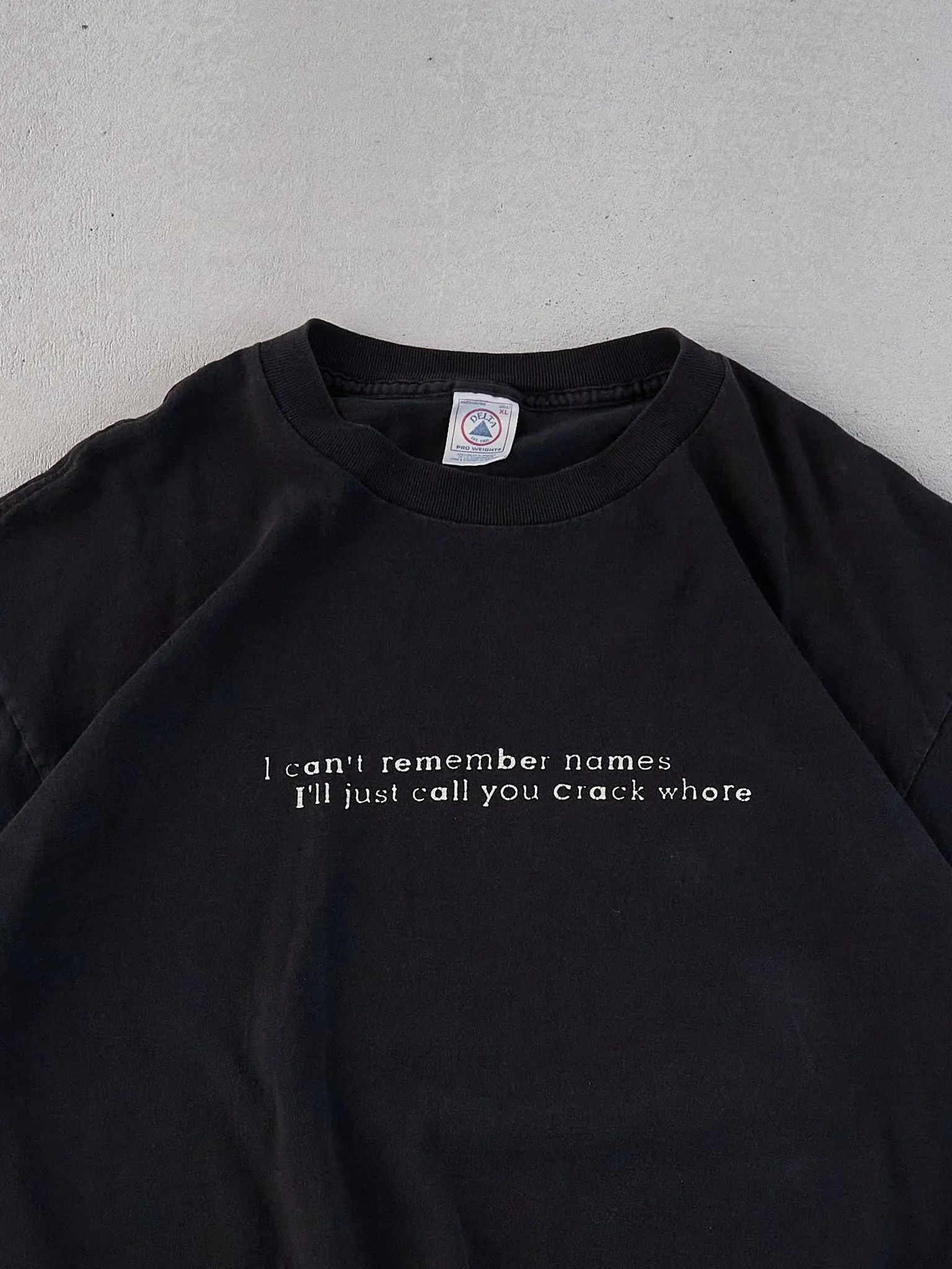 Vintage 90s Black "I can't remember names so I'll just call you crack whore" Tee (M) sold by Rebalance Vintage product image thumbnail 2