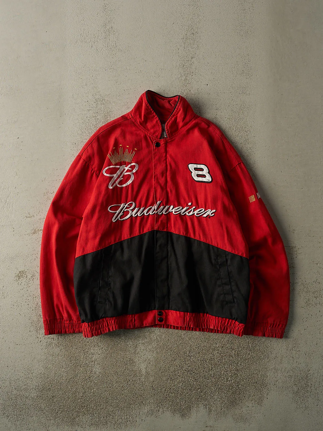 Vintage Y2K Red Budweiser Dale Earnhardt Nascar Lightweight Racing Jacket (L/XL) sold by Rebalance Vintage