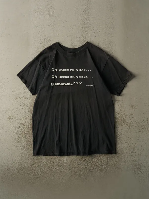 Vintage 99' Faded Black "Coincidence???..." Beer Slogan Tee (XL) sold by Rebalance Vintage
