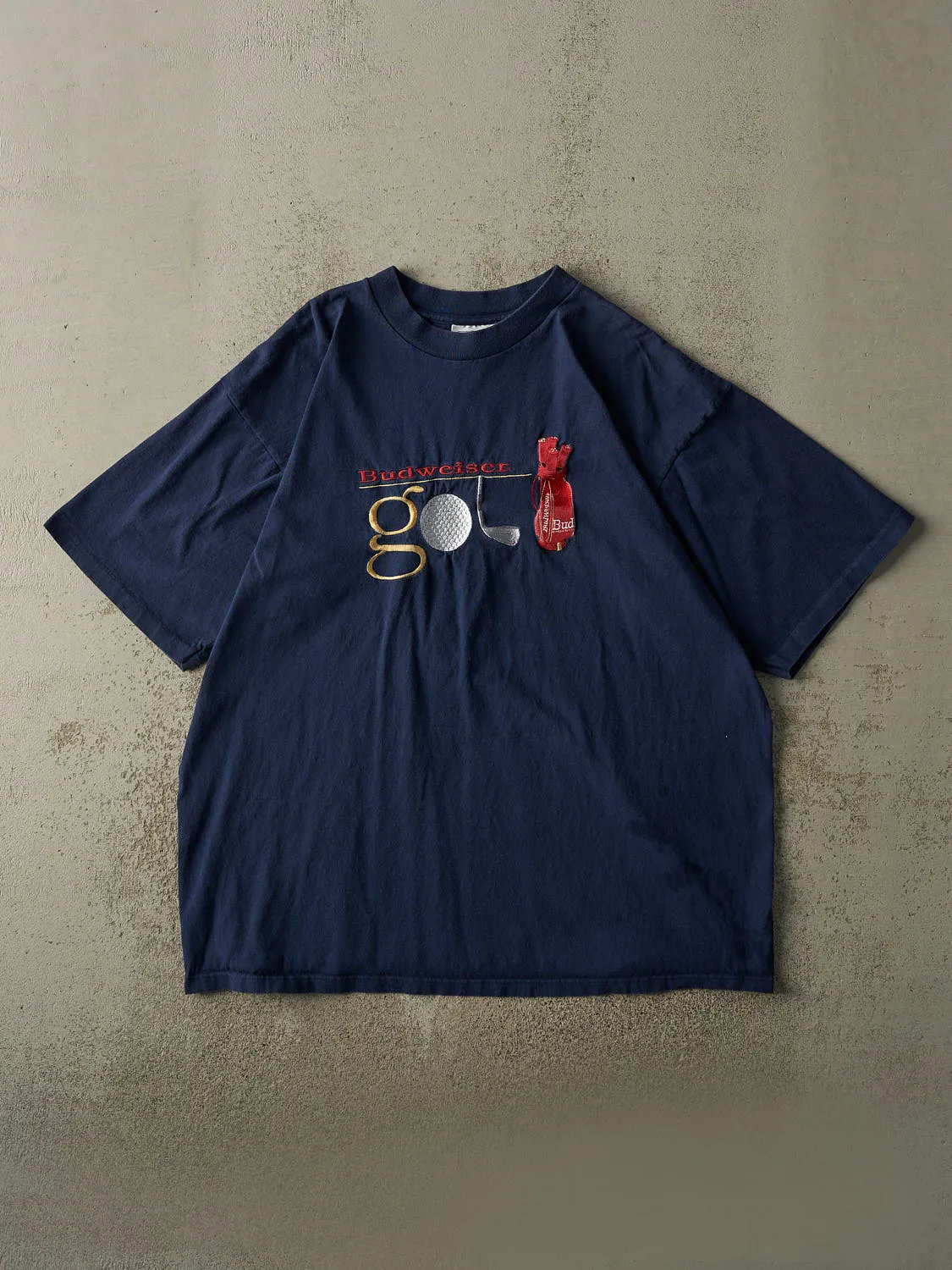 Vintage 90s Navy Blue Budweiser Golf Embroidered Tee (XL/XXL) sold by Rebalance Vintage