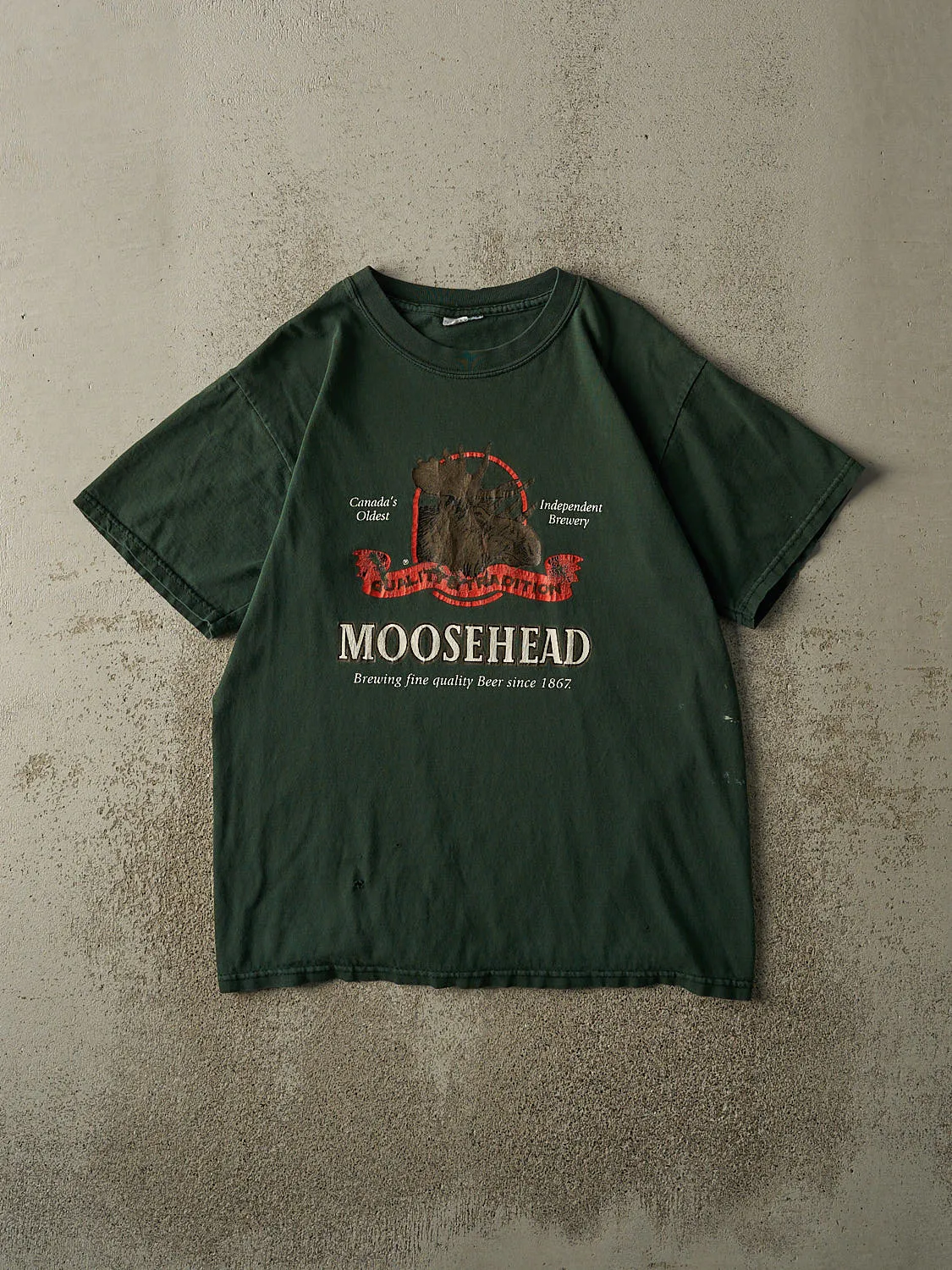Vintage 90s Green Moosehead Beer Tee (M/L) sold by Rebalance Vintage
