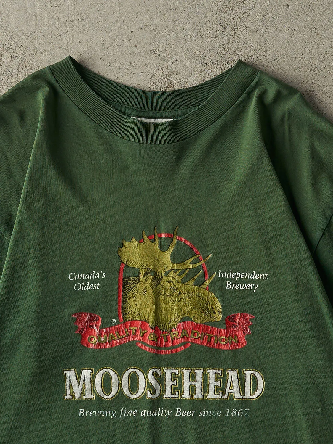 Vintage 90s Sun Faded Green Moosehead Beer Tee (XL/XXL) sold by Rebalance Vintage product image thumbnail 2