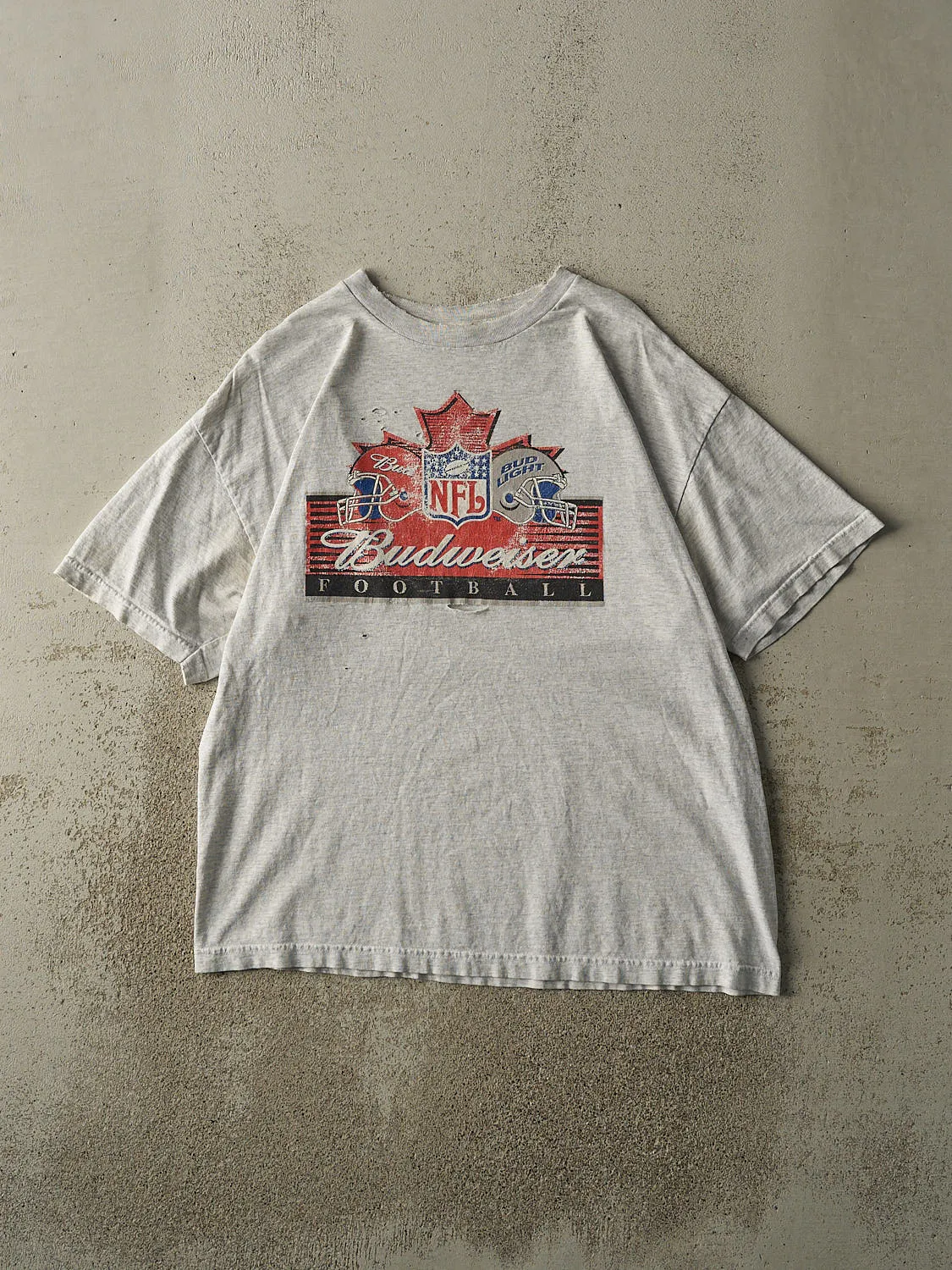 Vintage Y2K Heather Grey NFL Budweiser Tee (L/XL) sold by Rebalance Vintage